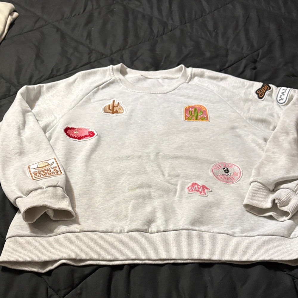 Women's Gray Sweatshirt with Patches